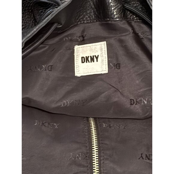 Vintage Classic DKNY Black Pebbled Leather Drawstring Backpack main image 7